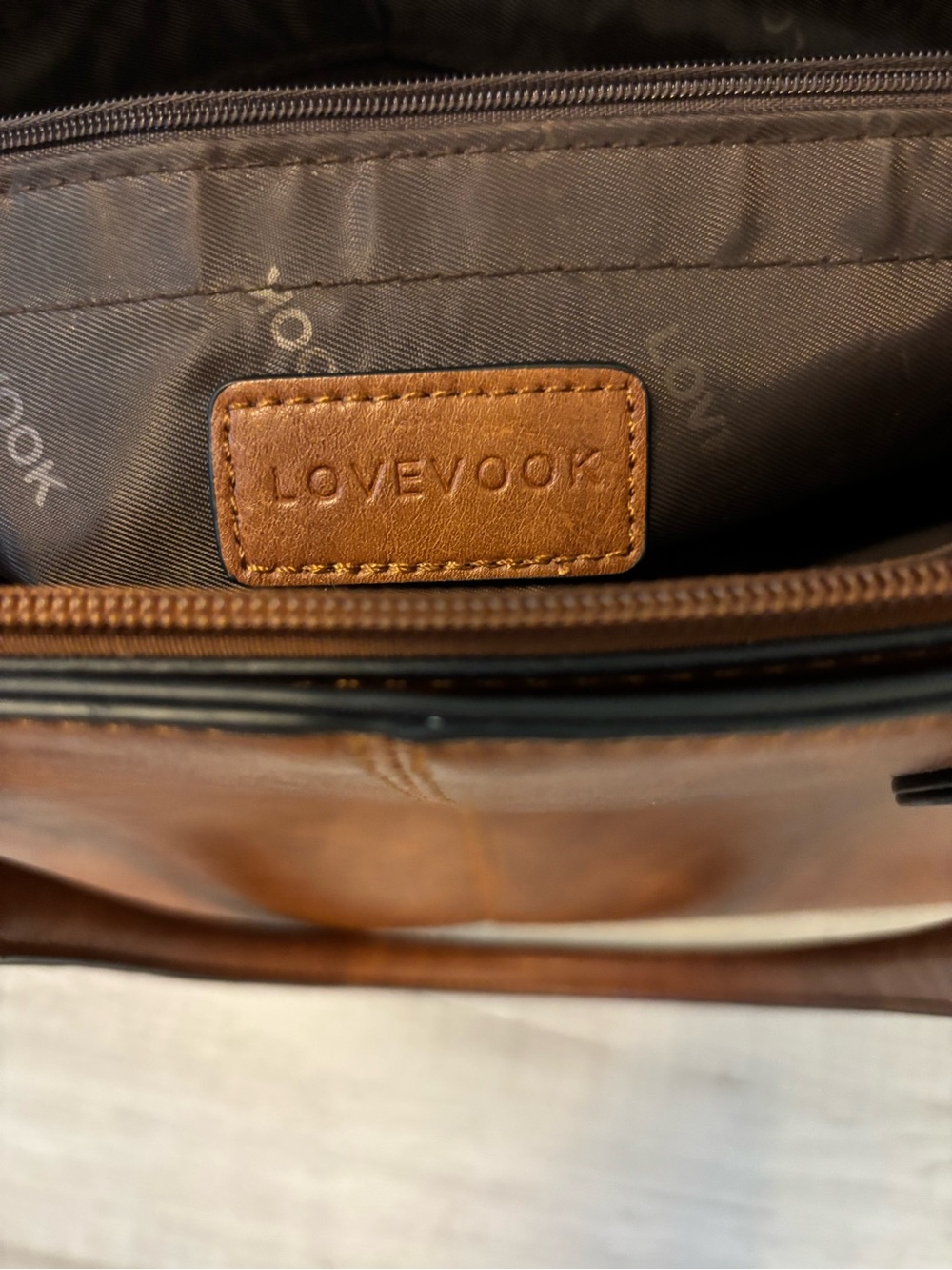 LOVEVOOK Brown Faux Leather Laptop Tote Work Bag USB Charging Port - Picture 9 of 12